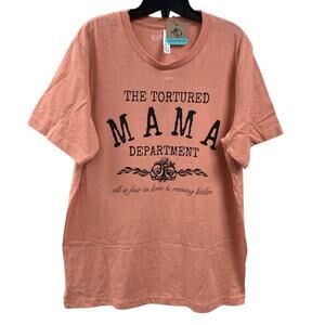 New Hand Printed Womens Large The Tortured Mama Department Short Sleeve T Shirt